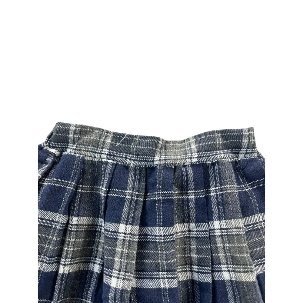 Unbranded Girls Navy Blue Plaid Pleated Mini Skirt Youth School Uniform
